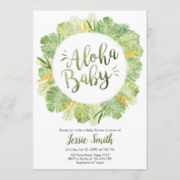 Aloha Baby shower Invitation Feuilles Tropical Ver