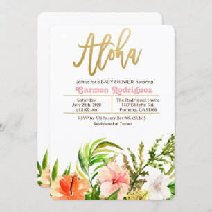 Aloha Baby shower tropical Invitation florale