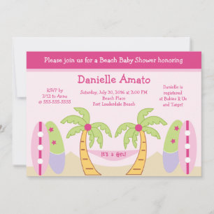 Aloha Beach Party Baby Girl Douche Invitation