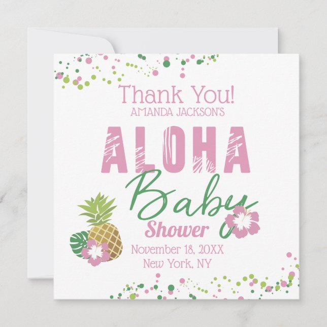 Aloha Bébé Rose Vert Tropicale Ananas Merci (Devant)