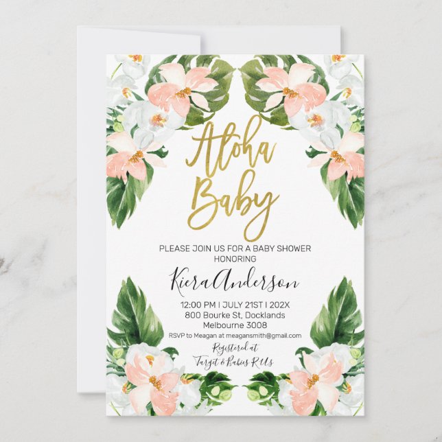 Aloha bébé tropical baby shower invitation (Devant)