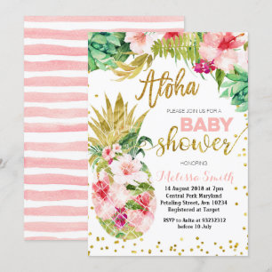 Aloha carte d'invitation de baby shower d'ananas