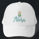Aloha casquette tropical de camionneur d'ananas<br><div class="desc">Aloha casquette tropical de camionneur d'ananas d'aquarelle</div>