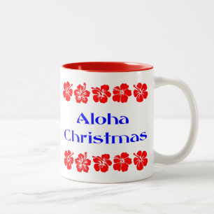 Aloha Christmas Red Hibiscus Hawaii Mug