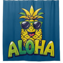 Aloha Collection ananas rideau de douche Turquoise