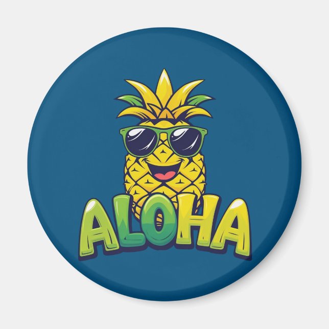 Aloha Collection d'ananas Magnet de cuisine Turquo (Devant)