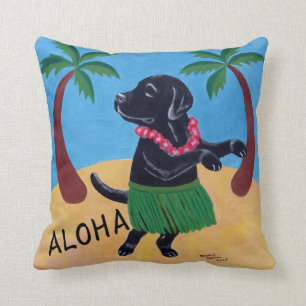 Aloha coussin noir de Labrador
