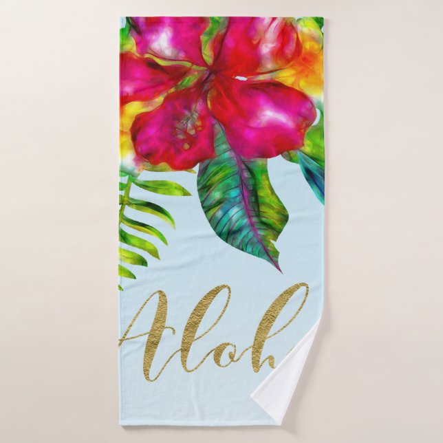 Aloha Électrique Pop Tropical Floral Clair (Serviette de bain)