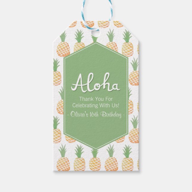 Aloha étiquettes de cadeau de Merci de motif (Devant)