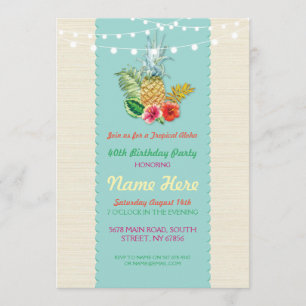 Aloha fête d'anniversaire Aqua Aloha Invitation an