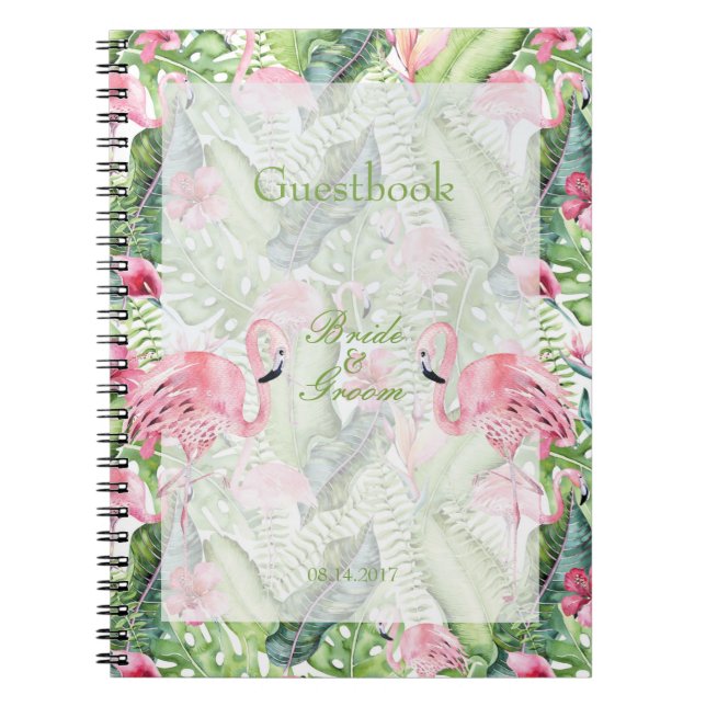 Aloha Flamant rose Tropical Beach Wedding livre d' (Devant)