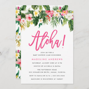 Aloha Floral   Invitation de Baby shower tropical