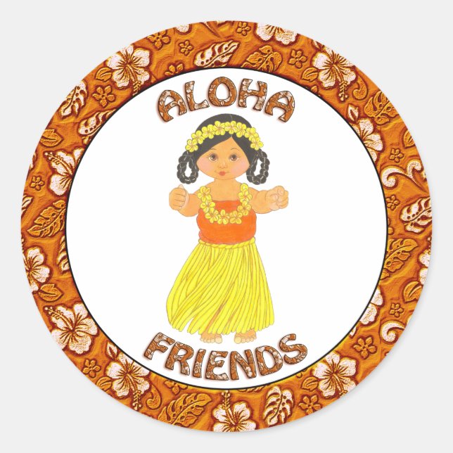 Aloha Friends ~ Hawaii ~ Stickers Fille Hawaiienne (Devant)