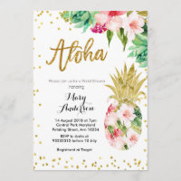 Aloha Gold Pineappy Bridal Shower Invitation