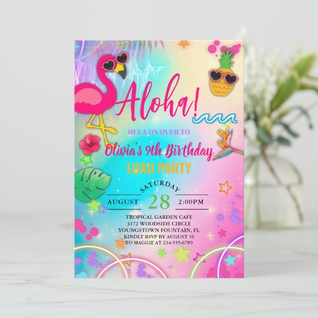 Aloha hawaïen hula sur invitation d'anniversaire d (Debout devant)