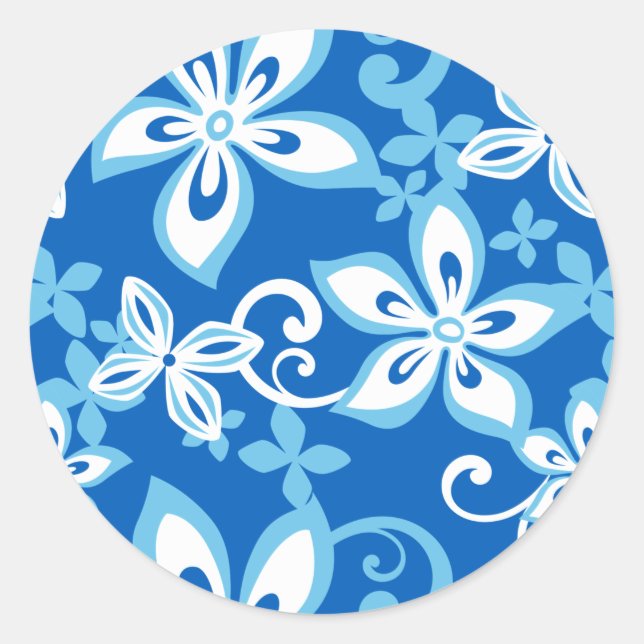 ALOHA HAWAII (BLEU x 2) STICKER ROND CLASSIQUE (Devant)