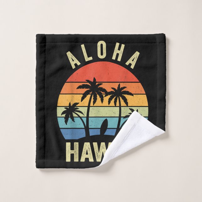 Aloha Hawaii Chemise Hawaïenne Île Palmiers Plage  (Gant de toilette)