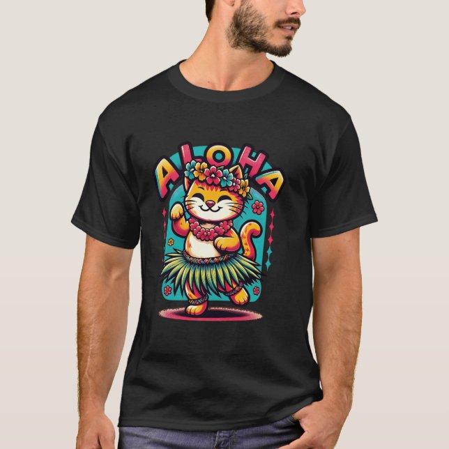 Aloha Hawaii Danse Hula Hawaïenne Chats T-Shirt Ch (Devant)