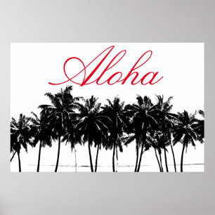 Aloha Hawaii Palm Trees Tropiques Affiche de voyag
