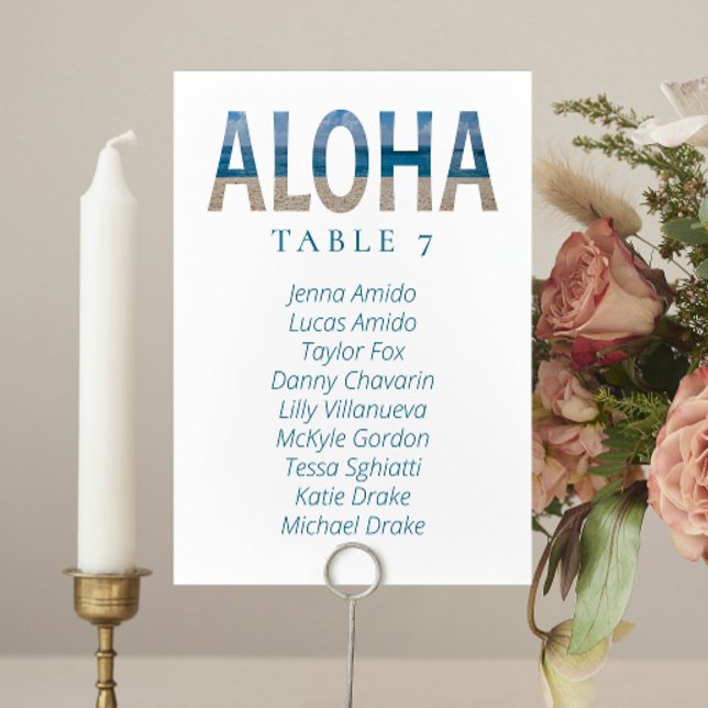 Aloha Hawaii Plage Mariage Seating Cartes (Créateur téléchargé)