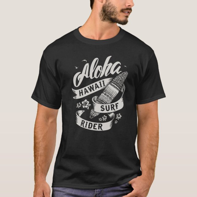 Aloha Hawaii Surf Rider T-shirt noir (Devant)