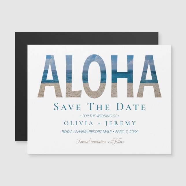 Aloha Hawaiian Beach Wedding Enregistrer La Date (Devant / Derrière)