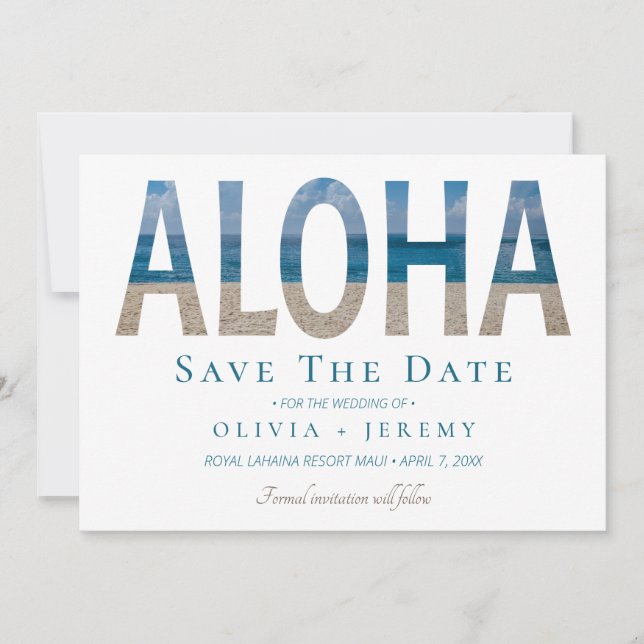 Aloha Hawaiian Beach Wedding Enregistrer La Date (Devant)