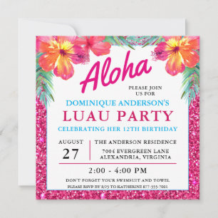 Aloha Hawaiian Luau Hibiscus Parties scintillant r