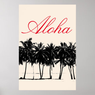 Aloha Hawaiian Palm Trees Tropiques Poster de voya