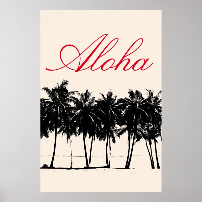 Aloha Hawaiian Palm Trees Tropiques Poster de voya (Devant)