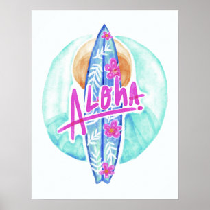 Aloha Hawaiian Poster du surfer