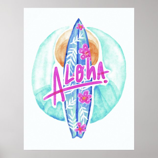 Aloha Hawaiian Poster du surfer (Devant)
