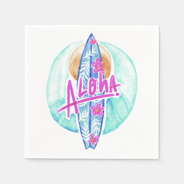 Aloha Hawaiian Surfer serviettes en papier (Devant)