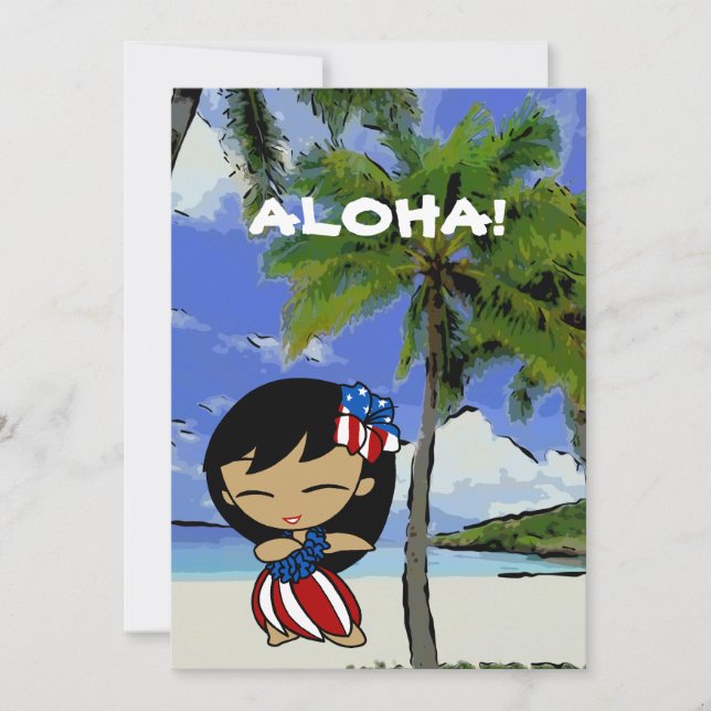 Aloha Honeys Hawaiian Beach Invitations patriotiqu (Devant)