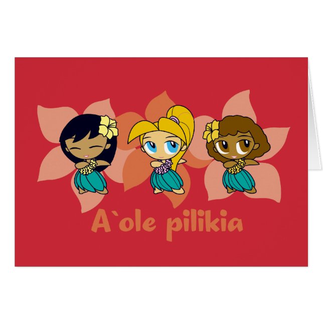 "Aloha Honeys" hula cartes filles en rouge (Devant horizontal)