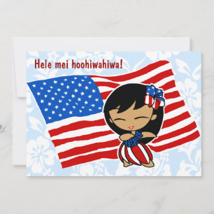 Aloha Honeys USA Drapeau Hula Girl Invitations
