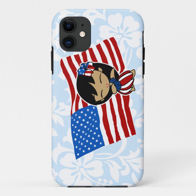 Aloha Honeys USA Drapeau Hula Girl iPhone 5 Coque (Dos)