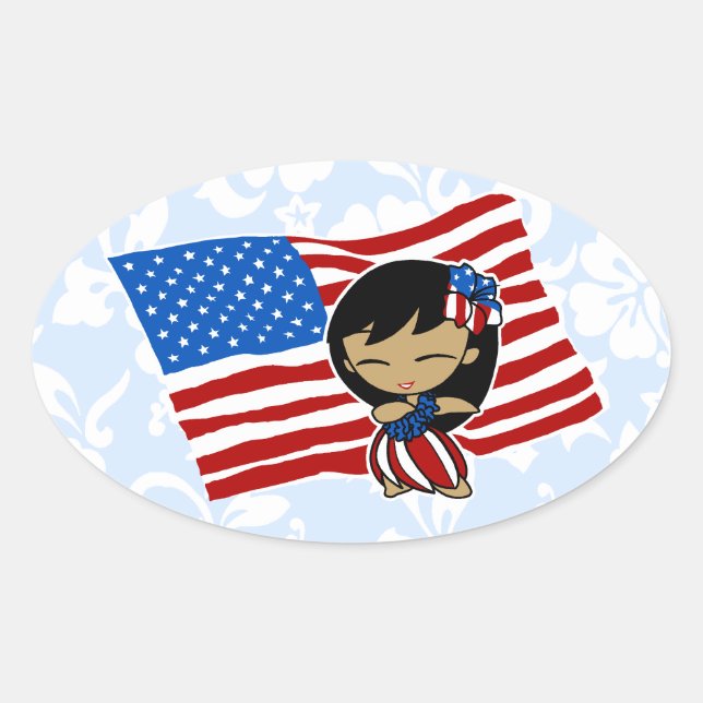 Aloha Honeys USA Drapeau Hula Girl Stickers (Devant)