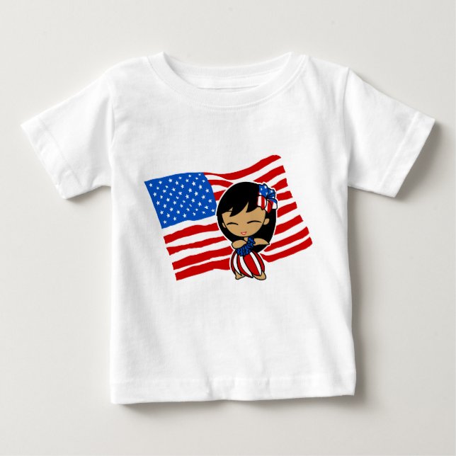 Aloha Honeys USA Drapeau Hula Girl T-shirts (Devant)