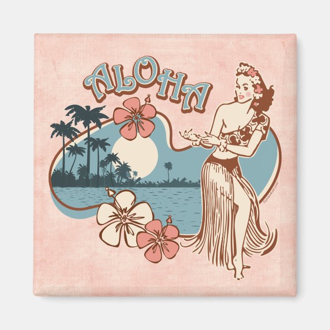 Aloha Hula Girl Magnet (Devant)