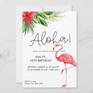 Aloha ! Invitation à la fête tropicale Flamant Ros