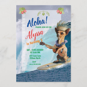 Aloha ! Invitation à l'anniversaire du chien d'Haw