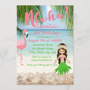 Aloha invitation de fête d'anniversaire de Luau de