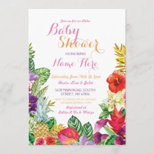 Aloha invitation tropical de rose de Luau de baby
