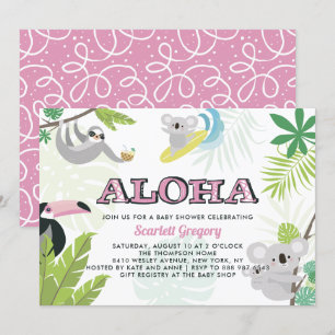 Aloha Koala Invitation Baby shower rose tropical