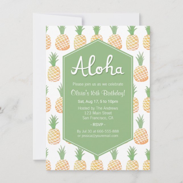 Aloha Luau Anniversaire Invitations (Devant)