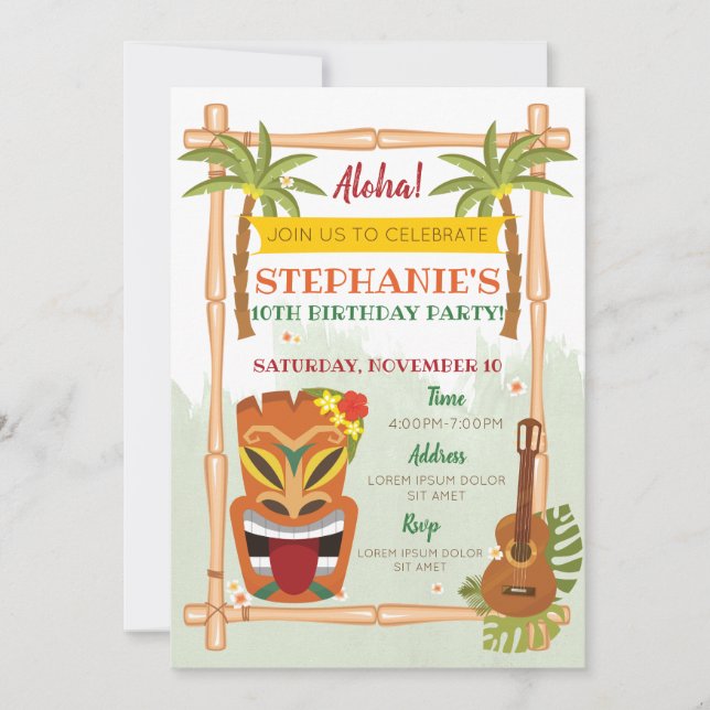 Aloha Luau Invitation Anniversaire (Devant)