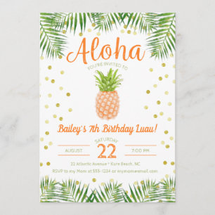 Aloha Luau Invitation Anniversaire Ananas Tropical