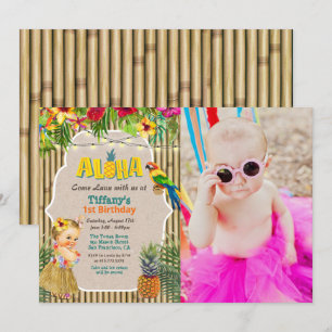 Aloha Luau Tropical Birthday Photo Invitation