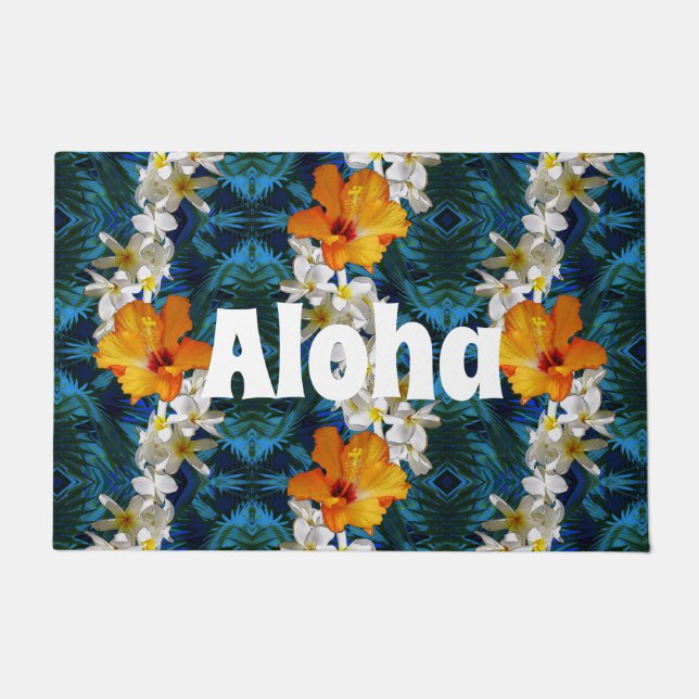 ALOHA paillasson hawaïen de Lei avec la ketmie (Devant)